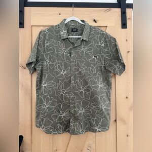 Hurley Olive Floral Button Down XLT Shirt